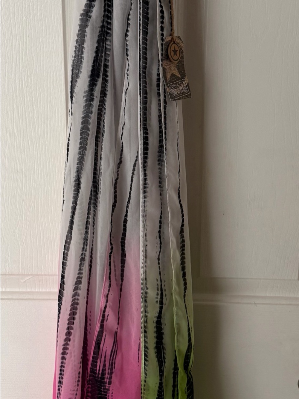 Lightweight Ombre Scarf with Black Stripe Detail — Pink & Lime set of two